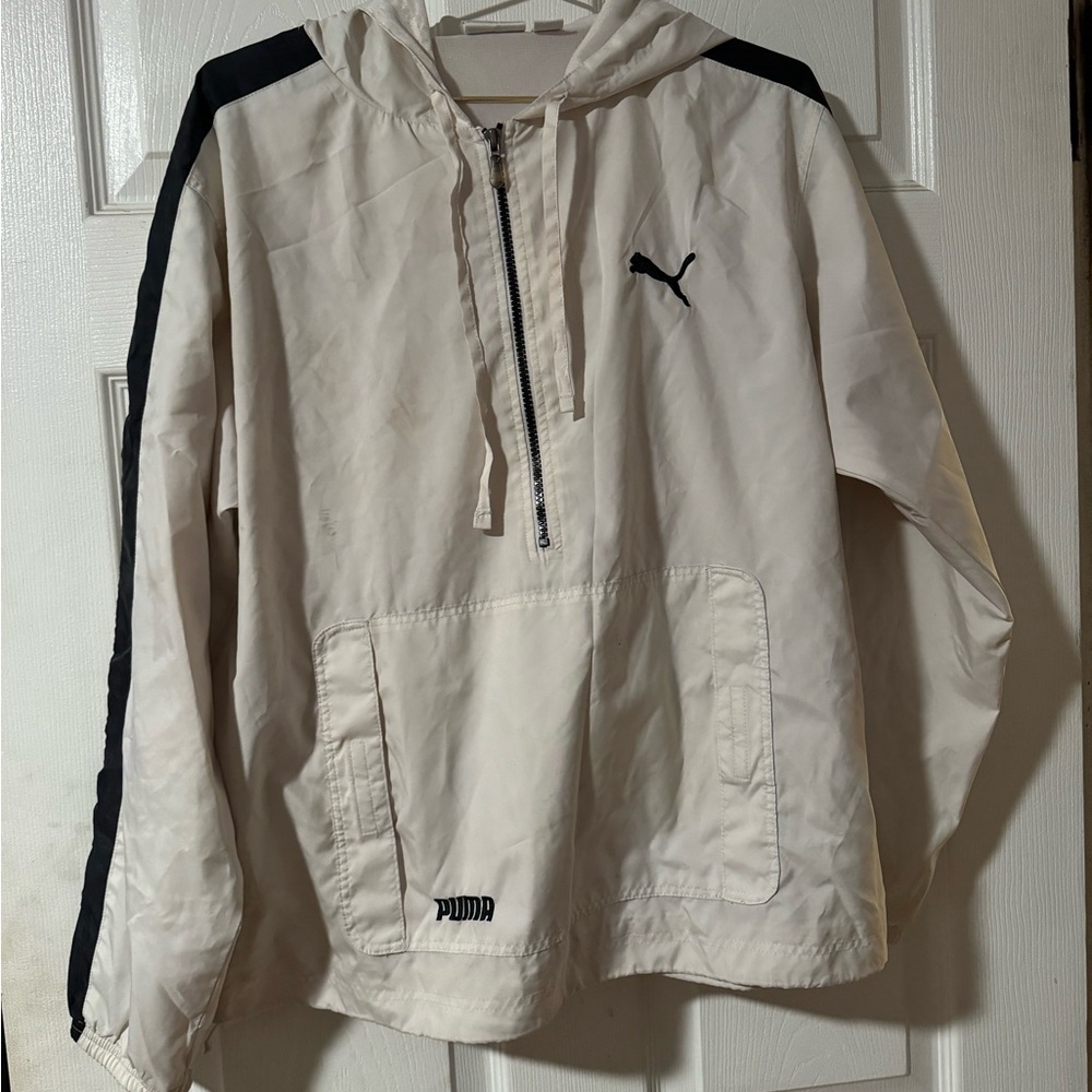 Puma white pullover windbreaker hoodie